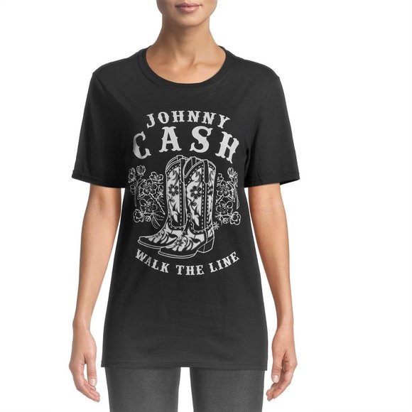 Cash Tops - Johnny Cash Walk the Line country rock Official Boyfriend style T-Shirt S NWT